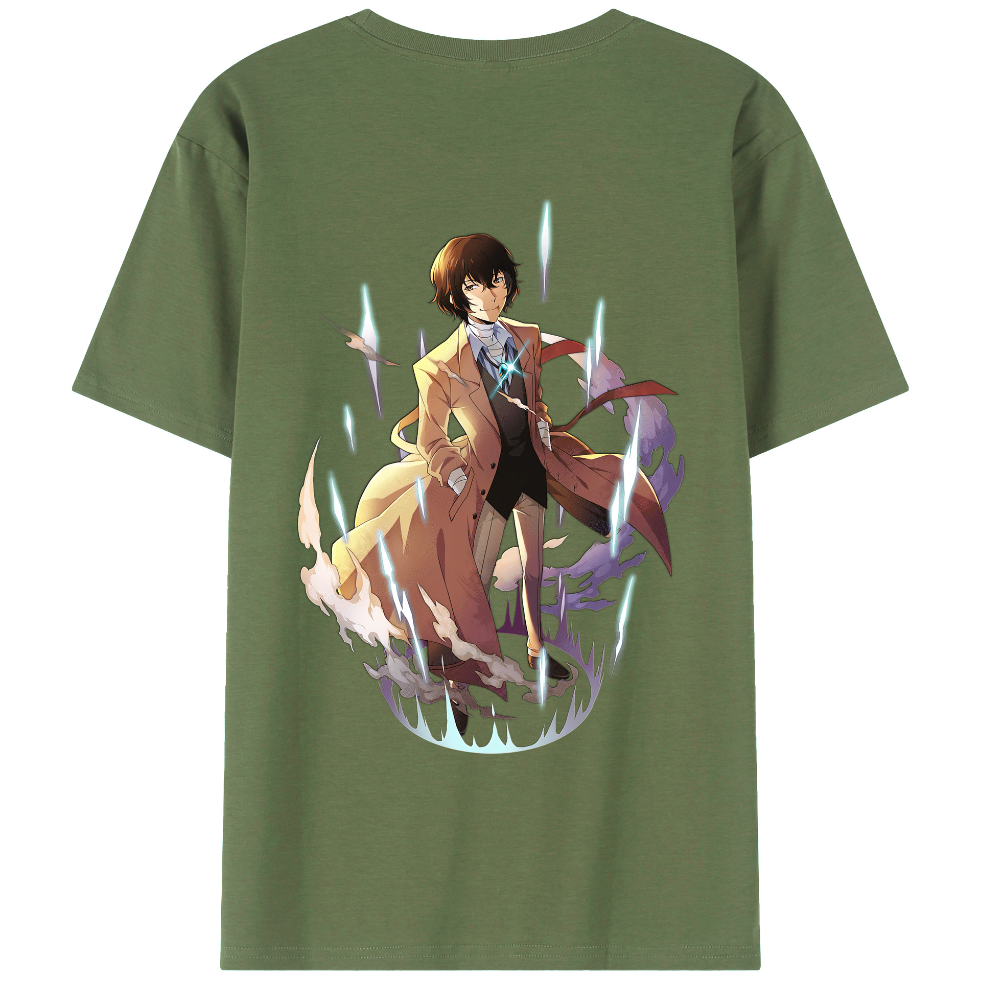 （画像用） 文豪ストレイドッグス Bungo Stray Dogs 綿100％ メンズ半袖Tシャツ（バックプリント） 通気性